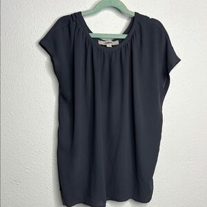 LOFT Blue Relaxed Cap Sleeve Blouse